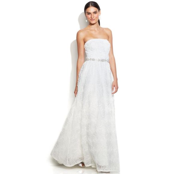 Adrianna Papell Tulle Rosette Ball Gown Ivory - Picture 1 of 6
